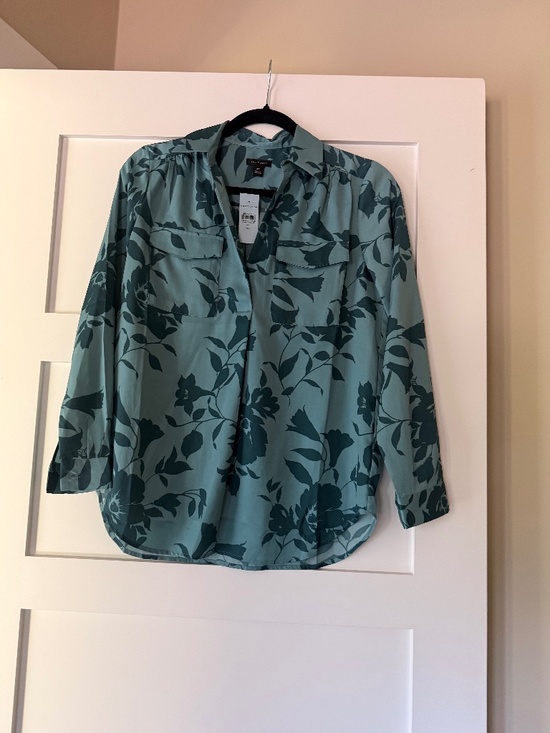 Ann Taylor Tops - Ann Taylor Teal Floral Blouse
